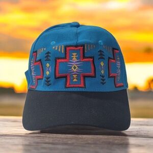 Blue and Black Geometric Pattern Cap